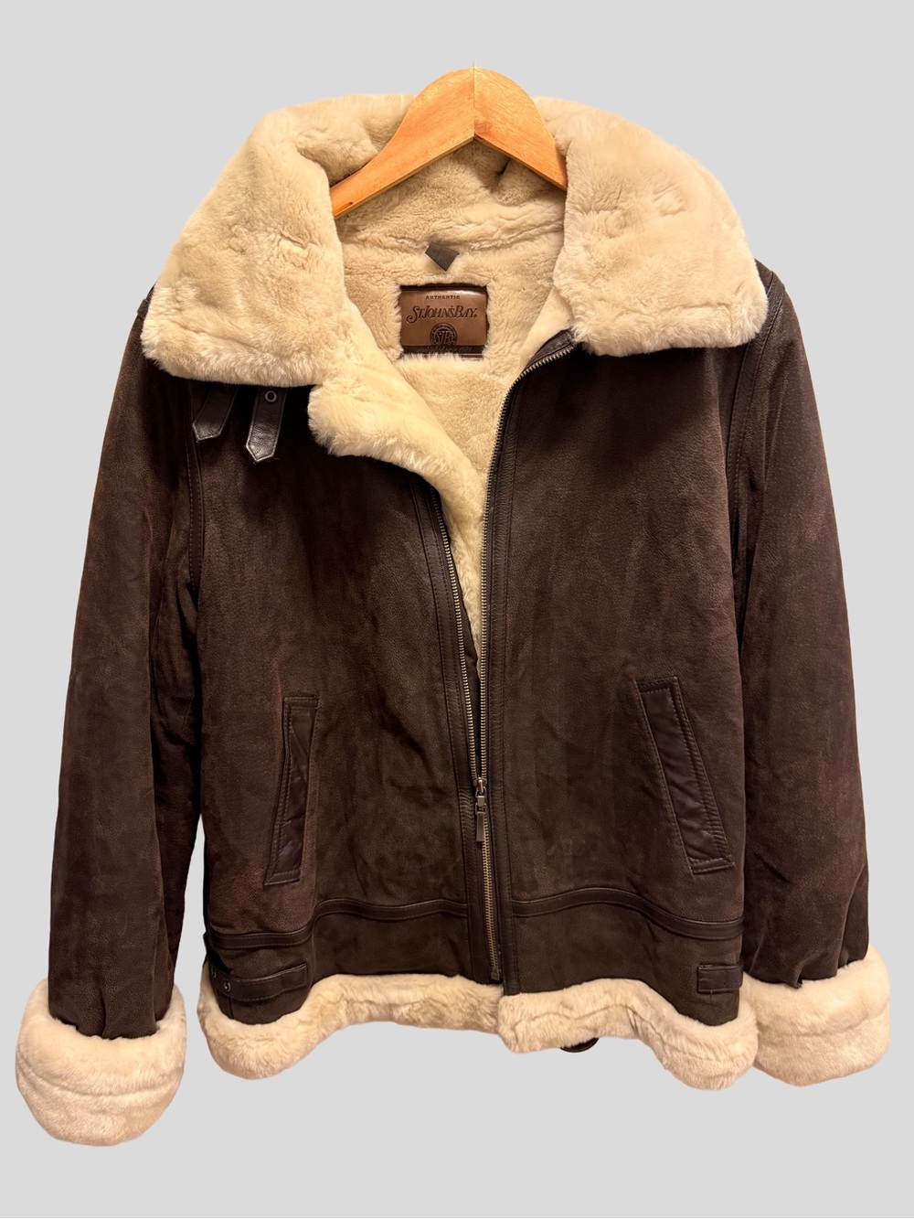 Vintage St. John's Bay Heavy Sherpa Lined Aviator Bomber Jacket - Medium - Picture 5 of 12